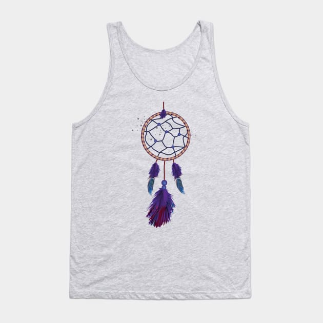 Dreamcatcher Boho Blue Purple Feathers Tank Top by bragova